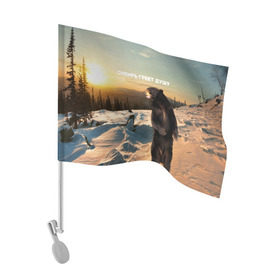 Флаг для автомобиля с принтом Сибирь , 100% полиэстер | Размер: 30*21 см | медведь