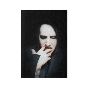 Обложка для паспорта матовая кожа с принтом Marilyn Manson , натуральная матовая кожа | размер 19,3 х 13,7 см; прозрачные пластиковые крепления | Тематика изображения на принте: звезда | знаменитость | музыка | мэрилин мэнсон | певец | рокер