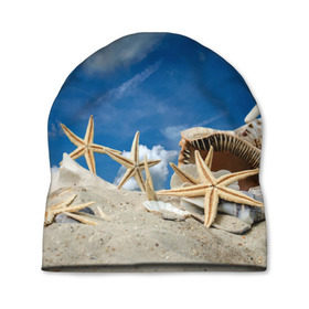Шапка 3D с принтом Морской пляж 3 , 100% полиэстер | универсальный размер, печать по всей поверхности изделия | море | отдых | отпуск | пляж | ракушки | туризм