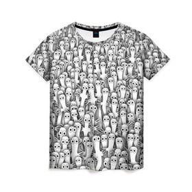 Женская футболка 3D с принтом Хатифнатты , 100% полиэфир ( синтетическое хлопкоподобное полотно) | прямой крой, круглый вырез горловины, длина до линии бедер | Тематика изображения на принте: moomintroll | мумми тролль
