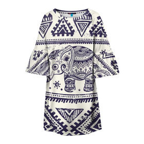 Детское платье 3D с принтом Африка , 100% полиэстер | прямой силуэт, чуть расширенный к низу. Круглая горловина, на рукавах — воланы | орнамент | слон | этно