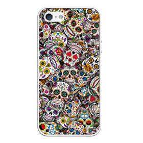 Чехол для iPhone 5/5S матовый с принтом Мексиканские черепа , Силикон | Область печати: задняя сторона чехла, без боковых панелей | calavera | sugar skull | день мертвых | мексика | традиция | узоры | цветы