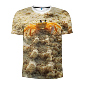 Мужская футболка 3D спортивная с принтом Краб , 100% полиэстер с улучшенными характеристиками | приталенный силуэт, круглая горловина, широкие плечи, сужается к линии бедра | Тематика изображения на принте: море | отпуск | песок | пляж | солнце | туризм