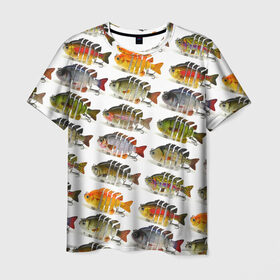 Мужская футболка 3D с принтом Рыбки , 100% полиэфир | прямой крой, круглый вырез горловины, длина до линии бедер | bait | fish | fishing | lure | tackle | блесна | наживка | приманка | рыба | рыбалка | снасть