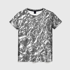Женская футболка 3D с принтом Silver , 100% полиэфир ( синтетическое хлопкоподобное полотно) | прямой крой, круглый вырез горловины, длина до линии бедер | silver | texture | драгоценный | металл | серебро | текстура