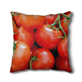 Подушка 3D с принтом Томаты , наволочка – 100% полиэстер, наполнитель – холлофайбер (легкий наполнитель, не вызывает аллергию). | состоит из подушки и наволочки. Наволочка на молнии, легко снимается для стирки | дача | еда | зелень | красный | овощи | огород | помидоры | томаты