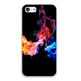 Чехол для iPhone 5/5S матовый с принтом Битва огней , Силикон | Область печати: задняя сторона чехла, без боковых панелей | красный | огонь | синий