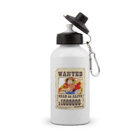 Бутылка спортивная с принтом Wanted Luffy , металл | емкость — 500 мл, в комплекте две пластиковые крышки и карабин для крепления | ван пис | луффи | разыскивается