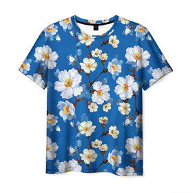 Мужская футболка 3D с принтом Цветы ретро 5 , 100% полиэфир | прямой крой, круглый вырез горловины, длина до линии бедер |   | винтаж | прованс | роза | роспись | узор | цветок | цветы