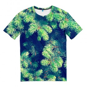 Мужская футболка 3D с принтом Ёлочка , 100% полиэфир | прямой крой, круглый вырез горловины, длина до линии бедер | Тематика изображения на принте: елка | ель | зеленый | пихтовые | природа | свежесть | хвоя