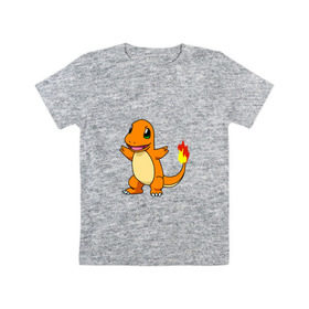 Детская футболка хлопок с принтом Чармандер , 100% хлопок | круглый вырез горловины, полуприлегающий силуэт, длина до линии бедер | покемон | чармандер