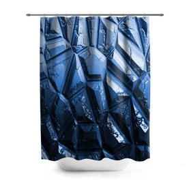 Штора 3D для ванной с принтом Каменная кладка синяя , 100% полиэстер | плотность материала — 100 г/м2. Стандартный размер — 146 см х 180 см. По верхнему краю — пластиковые люверсы для креплений. В комплекте 10 пластиковых колец | камень | синий | текстура