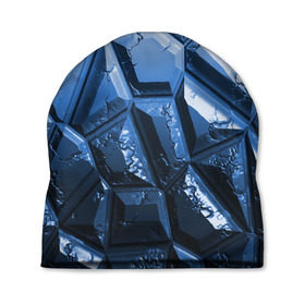 Шапка 3D с принтом Каменная кладка синяя , 100% полиэстер | универсальный размер, печать по всей поверхности изделия | камень | синий | текстура