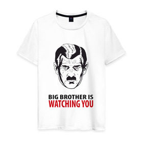 Мужская футболка хлопок с принтом Big Brother is watching you , 100% хлопок | прямой крой, круглый вырез горловины, длина до линии бедер, слегка спущенное плечо. | 1984 | большой брат | джордж оурелл