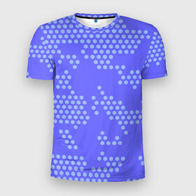 Мужская футболка 3D спортивная с принтом Кибер камуфляж 7 , 100% полиэстер с улучшенными характеристиками | приталенный силуэт, круглая горловина, широкие плечи, сужается к линии бедра | Тематика изображения на принте: пиксели | сиреневый | точки