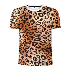 Мужская футболка 3D спортивная с принтом Леопардовая шкура , 100% полиэстер с улучшенными характеристиками | приталенный силуэт, круглая горловина, широкие плечи, сужается к линии бедра | Тематика изображения на принте: гепард | гламур | леопард | мода | роскошь | шерсть