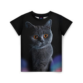 Детская футболка 3D с принтом Британец 1 , 100% гипоаллергенный полиэфир | прямой крой, круглый вырез горловины, длина до линии бедер, чуть спущенное плечо, ткань немного тянется | британец | британская | британцы | кот | котенок | котик | котэ | кошка