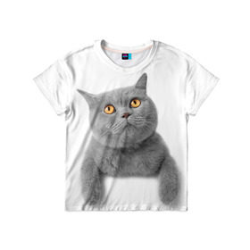Детская футболка 3D с принтом Британец 2 , 100% гипоаллергенный полиэфир | прямой крой, круглый вырез горловины, длина до линии бедер, чуть спущенное плечо, ткань немного тянется | британец | британская | британцы | кот | котенок | котик | котэ | кошка