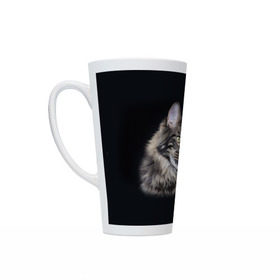 Кружка Латте с принтом Мейн-кун 5 , Белая керамика | Объем 480 мл; Высота 150 мм; Диаметр 90 мм | Тематика изображения на принте: кот | котенок | котик | котэ | кошка | мейн кун | мейнкун | мэйн кун | мэйнкун