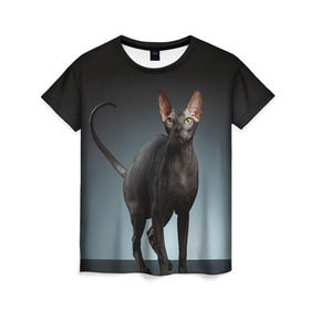 Женская футболка 3D с принтом Сфинкс 7 , 100% полиэфир ( синтетическое хлопкоподобное полотно) | прямой крой, круглый вырез горловины, длина до линии бедер | кот | котенок | котик | котэ | кошка | сфинкс