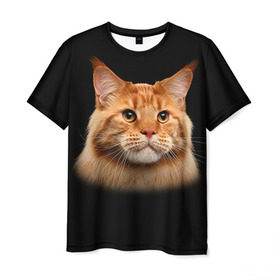 Мужская футболка 3D с принтом Мейн-кун 6 , 100% полиэфир | прямой крой, круглый вырез горловины, длина до линии бедер | Тематика изображения на принте: кот | котенок | котик | котэ | кошка | мейн кун | мейнкун | мэйн кун | мэйнкун