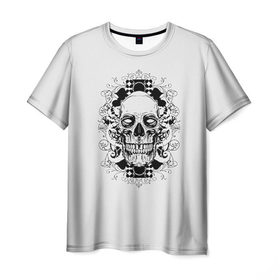 Мужская футболка 3D с принтом Череп 33 , 100% полиэфир | прямой крой, круглый вырез горловины, длина до линии бедер | skull | skulls | кости | скелет | череп