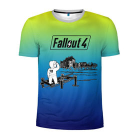 Мужская футболка 3D спортивная с принтом Волт-бой Fallout 4 , 100% полиэстер с улучшенными характеристиками | приталенный силуэт, круглая горловина, широкие плечи, сужается к линии бедра | fallout 4 | vault boy | волт бой | фаллаут