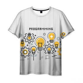 Мужская футболка 3D с принтом Программирование 1 , 100% полиэфир | прямой крой, круглый вырез горловины, длина до линии бедер | день программиста | код | подарок | праздник | программист