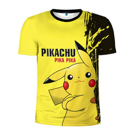 Мужская футболка 3D спортивная с принтом Pikachu Pika Pika , 100% полиэстер с улучшенными характеристиками | приталенный силуэт, круглая горловина, широкие плечи, сужается к линии бедра | go | pikachu | pokemon | го | пика | пикачу | покемон