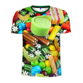 Мужская футболка 3D спортивная с принтом Сладости , 100% полиэстер с улучшенными характеристиками | приталенный силуэт, круглая горловина, широкие плечи, сужается к линии бедра | вкуснотища | вкусняшки | глазурь | жевачка | карамель | карамельки | конфетки | конфеты | леденец | мармеладки | сахар | сладости