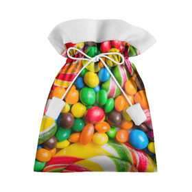 Подарочный 3D мешок с принтом Сладкоежка , 100% полиэстер | Размер: 29*39 см | Тематика изображения на принте: вкуснотища | вкусняшки | глазурь | жевачка | карамель | карамельки | конфетки | конфеты | леденец | мармеладки | сахар | сладости
