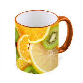 Кружка 3D с принтом Сочные фрукты , керамика | ёмкость 330 мл | апельсин | грейпфрут | десерт | дольки | киви | кусочки фруктов | лайм | лимон | разрез | сечение | фреш | фрукты | цитрусовые