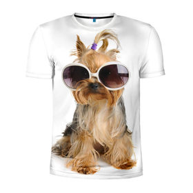 Мужская футболка 3D спортивная с принтом Модница , 100% полиэстер с улучшенными характеристиками | приталенный силуэт, круглая горловина, широкие плечи, сужается к линии бедра | Тематика изображения на принте: fashion | животное | красавица | лучший друг | модница | няша | очки | причёска | собака | собачка | щенок | щеночек