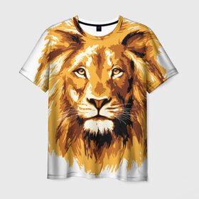 Мужская футболка 3D с принтом Король джунглей , 100% полиэфир | прямой крой, круглый вырез горловины, длина до линии бедер | lion | грива | дикая кошка | добыча | животное | зверь | искусство | картина | клыки | когти | король джунглей | лев | макет | мясо | набросок | портрет | хищник | царь зверей | эскиз