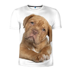 Мужская футболка 3D спортивная с принтом Грустный щенок , 100% полиэстер с улучшенными характеристиками | приталенный силуэт, круглая горловина, широкие плечи, сужается к линии бедра | животное | лучший друг | милаха | няша | собака | собачка | щенок | щеночек