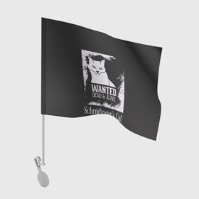 Флаг для автомобиля с принтом Wanted Cat , 100% полиэстер | Размер: 30*21 см | белое | котик | кошка | надписи | новинки | прикольные | рисунок | черное