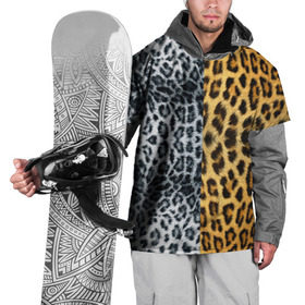 Накидка на куртку 3D с принтом Леопард/Снежный Барс , 100% полиэстер |  | Тематика изображения на принте: textures | барс | животное | леопард | пятна | снежный | текстура | чёрное с белым
