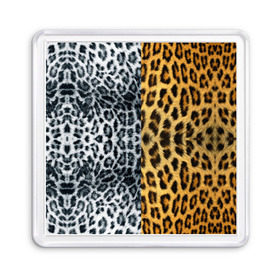 Магнит 55*55 с принтом Леопард/Снежный Барс , Пластик | Размер: 65*65 мм; Размер печати: 55*55 мм | textures | барс | животное | леопард | пятна | снежный | текстура | чёрное с белым