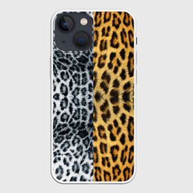 Чехол для iPhone 13 mini с принтом Леопард Снежный Барс ,  |  | Тематика изображения на принте: textures | барс | животное | леопард | пятна | снежный | текстура | чёрное с белым