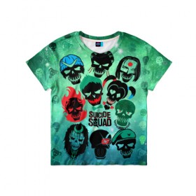 Детская футболка 3D с принтом Suicide Squad , 100% гипоаллергенный полиэфир | прямой крой, круглый вырез горловины, длина до линии бедер, чуть спущенное плечо, ткань немного тянется | Тематика изображения на принте: suicide squad