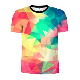 Мужская футболка 3D спортивная с принтом Frenza , 100% полиэстер с улучшенными характеристиками | приталенный силуэт, круглая горловина, широкие плечи, сужается к линии бедра | Тематика изображения на принте: геометрия | полигоны | разноцветный яркий