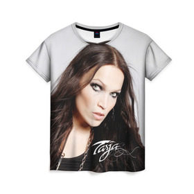 Женская футболка 3D с принтом Tarja Turunen Nightwish , 100% полиэфир ( синтетическое хлопкоподобное полотно) | прямой крой, круглый вырез горловины, длина до линии бедер | nightwish | металл | музыка | рок | тарья турунен