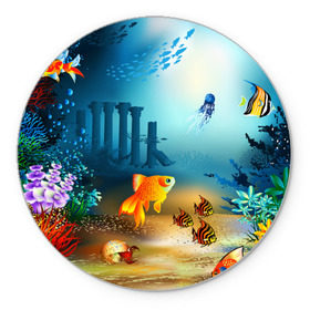 Коврик круглый с принтом Золотая рыбка , резина и полиэстер | круглая форма, изображение наносится на всю лицевую часть | вода | водоросли | море | подводный мир | природа | рыба | рыбка | туризм
