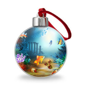 Ёлочный шар с принтом Золотая рыбка , Пластик | Диаметр: 77 мм | Тематика изображения на принте: вода | водоросли | море | подводный мир | природа | рыба | рыбка | туризм