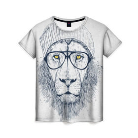 Женская футболка 3D с принтом Cool Lion , 100% полиэфир ( синтетическое хлопкоподобное полотно) | прямой крой, круглый вырез горловины, длина до линии бедер | красивый | крутой | лев | львица | очки | рисунок | узор