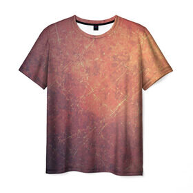 Мужская футболка 3D с принтом Космические пятна , 100% полиэфир | прямой крой, круглый вырез горловины, длина до линии бедер | Тематика изображения на принте: кометы | космос | оранжевый | пятна | текстура | царапины