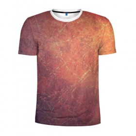 Мужская футболка 3D спортивная с принтом Космические пятна , 100% полиэстер с улучшенными характеристиками | приталенный силуэт, круглая горловина, широкие плечи, сужается к линии бедра | Тематика изображения на принте: кометы | космос | оранжевый | пятна | текстура | царапины
