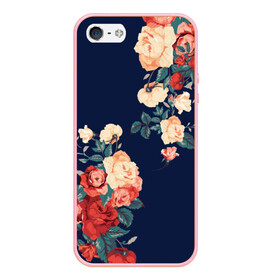 Чехол для iPhone 5/5S матовый с принтом Fashion flowers , Силикон | Область печати: задняя сторона чехла, без боковых панелей | Тематика изображения на принте: fashion | flower | мода | фэшн | цветы