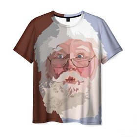 Мужская футболка 3D с принтом Санта Клаус в стиле WPAP , 100% полиэфир | прямой крой, круглый вырез горловины, длина до линии бедер | Тематика изображения на принте: веселье | дед мороз | новый год | праздник | санта