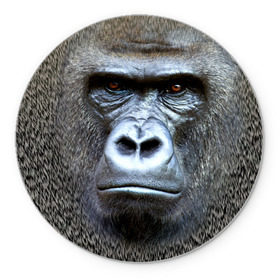 Коврик круглый с принтом Взгляд , резина и полиэстер | круглая форма, изображение наносится на всю лицевую часть | взгляд | голова | животные | обезьяна | природа